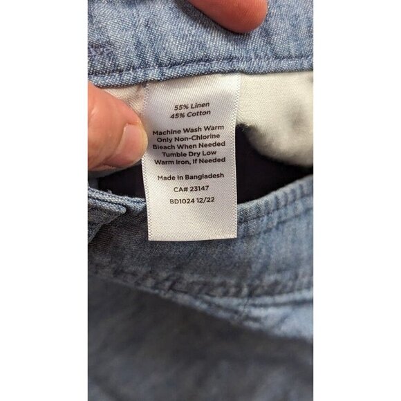 Talbots Linen Cropped Pants Womens Coastal Chambray Size 12P Light Blue - Picture 4 of 5